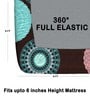 Blue 180 TC Geometric Cotton Fitted Double Bedsheet 2 Pillow covers