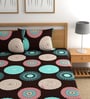 Blue 180 TC Geometric Cotton Fitted Double Bedsheet 2 Pillow covers
