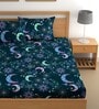 Blue 180 TC Stars Cotton Queen Double Bedsheet 2 Pillow covers