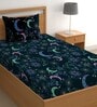 Blue 180 TC Stars Cotton Single Bedsheet Pillow covers