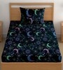 Blue 180 TC Stars Cotton Single Bedsheet Pillow covers
