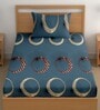 Blue 180 TC Geometric Cotton Single Bedsheet Pillow covers