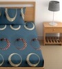 Blue 180 TC Geometric Cotton Single Bedsheet Pillow covers