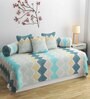 Blue 200 TC Cotton Blend 6 Pcs Diwan Set