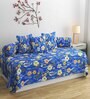 Blue 200 TC Cotton Blend 6 Pcs Diwan Set