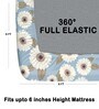 Blue 200 TC Floral Cotton Fitted Double Bedsheet 2 Pillow covers
