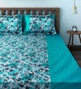 Blue Floral 200 TC Cotton 1 Double Bedsheet with 2 Pillow Covers