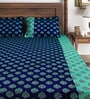 Blue 200 TC Motifs Print Cotton Single Bed Sheet with 1 Pillow Cover