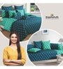 Blue 200 TC Motifs Print Cotton Single Bed Sheet with 1 Pillow Cover