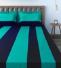 Blue Geometric 240 TC Cotton 1 Double Bedsheet with 2 Pillow Covers