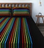 Black Geometric 240 TC Cotton 1 Double Bedsheet with 2 Pillow Covers