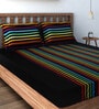Black Geometric 240 TC Cotton 1 Double Bedsheet with 2 Pillow Covers