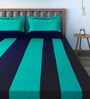 Blue 240 TC Stripes Print Cotton Single Bed Sheet with 1 Pillow Cover