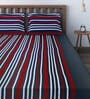 Blue 240 TC Stripes Print Cotton Single Bed Sheet with 1 Pillow Cover
