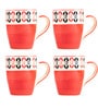 Ephemera 275ml Red & White Ceramic (Set of 4) Coffee Mug