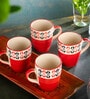 Ephemera 275ml Red & White Ceramic (Set of 4) Coffee Mug