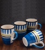 Bayou 275ml Blue & White Ceramic (Set of 4) Coffee Mug