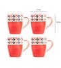 Ephemera 275ml Red & White Ceramic (Set of 4) Coffee Mug