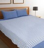 Blue Geometric 350 TC Polyester Double Bed Cover with 2 Pillow Covers