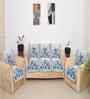 Blue 5 Seater Floral 10Pcs Sofa Covers