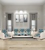 Blue 5 Seater Checkered 10Pcs Sofa Covers