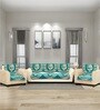 Blue 5 Seater Floral 10Pcs Sofa Covers