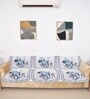 Blue 5 Seater Floral 10Pcs Sofa Covers