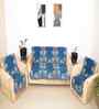 Blue 5 Seater Floral 10Pcs Sofa Covers