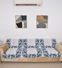 Blue 5 Seater Floral 10Pcs Sofa Covers