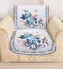 Blue 5 Seater Floral 10Pcs Sofa Covers