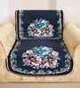 Blue 5 Seater Floral 10Pcs Sofa Covers