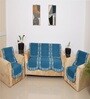 Blue 5 Seater Floral 10Pcs Sofa Covers