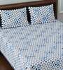 Blue Abstract 108 TC Cotton King Sized Bed Sheets with 2 Pillow Covers