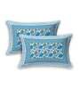 Blue Floral 108 TC Cotton King Sized Bed Sheets with 2 Pillow Covers