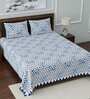 Blue Abstract 108 TC Cotton King Sized Bed Sheets with 2 Pillow Covers