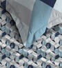 Blue Geometric 144 TC 100% Cotton Double Queen Size Bedsheet Gift Set