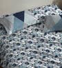 Blue Geometric 144 TC 100% Cotton Double Queen Size Bedsheet Gift Set