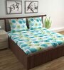 Blue Abstract 144 TC Cotton Double Bedsheet with 2 Pillow Covers