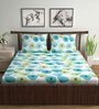Blue Abstract 144 TC Cotton Double Bedsheet with 2 Pillow Covers