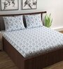 Blue Abstract 144 TC Cotton Double Bedsheet with 2 Pillow Covers Blue Abstract 144 TC Cotton Double Bedsheet with 2 Pillow Covers