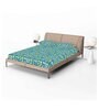 Blue Floral 144 TC Cotton Fitted Double Bedsheet with 2 Pillow Covers