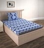 Blue Abstract 144 TC Cotton Fitted Single Bedsheet with Pillow Cover