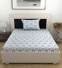 Blue Abstract 144 TC Cotton Single Bedsheet with Pillow Cover