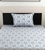 Blue Abstract 144 TC Cotton Single Bedsheet with Pillow Cover
