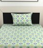 Blue Abstract 144 TC Cotton Single Bedsheet with Pillow Cover