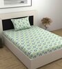 Blue Abstract 144 TC Cotton Single Bedsheet with Pillow Cover