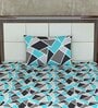 Blue Abstract 144 TC Cotton Single Bedsheet with Pillow Cover
