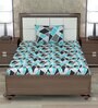 Blue Abstract 144 TC Cotton Single Bedsheet with Pillow Cover