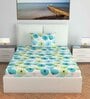 Blue Abstract 144 TC Cotton Single Bedsheet with Pillow Cover Blue Abstract 144 TC Cotton Single Bedsheet with Pillow Cover