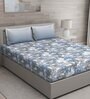 Blue Abstract 144 TC Cotton King Sized Bed Sheets with 2 Pillow Covers